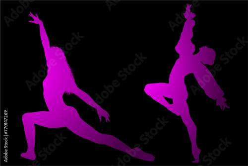 mujeres, ilustracion, vector, silueta, modelos, fashion, modelos, moda, pose, danza, baile, entrenamiento