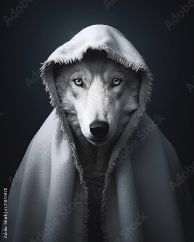 Wolf in Hood Jacket Sheeps Clothing Generative AI Illustration photo