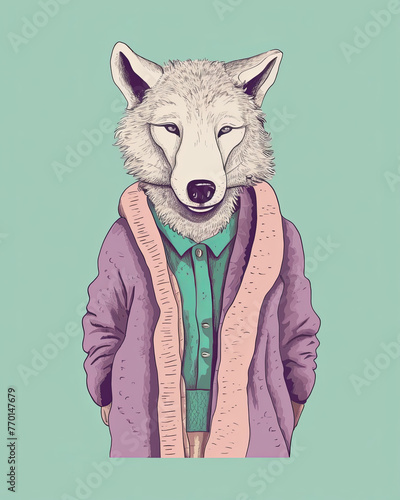 Wolf in Hood Jacket Sheeps Clothing Generative AI Illustration photo