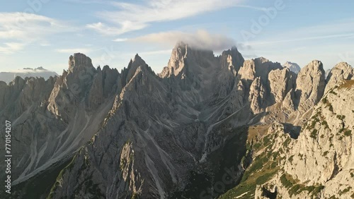 Drone shot over Cadini di Misurina Dolomites