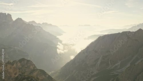 Drone shot over Cadini di Misurina Dolomites