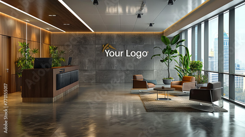 modern living room with Mockup text Your Logo