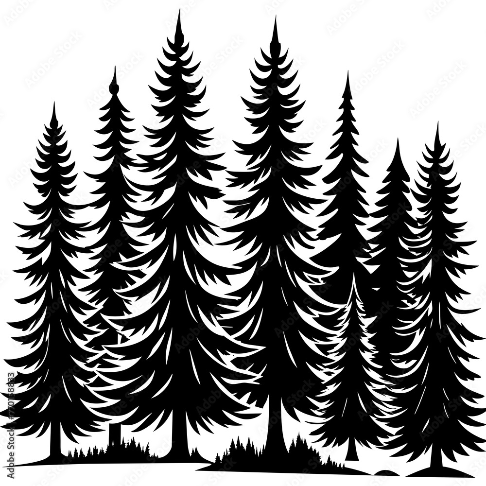 Obraz premium set of silhouettes of trees