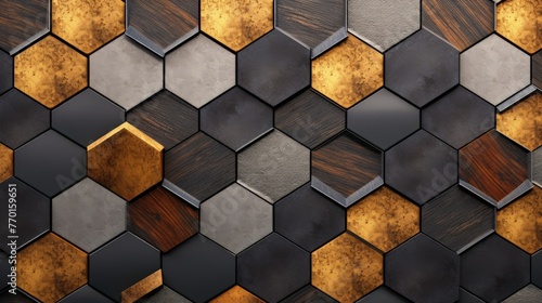 a geometric background with hexagonal tiles in a repeating pattern photo
