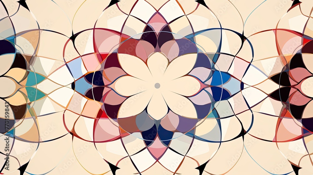 a seamless pattern of interconnected circles in a radial arrangement