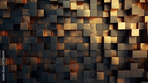geometric cubes in metallic tones forming a futuristic tapestry