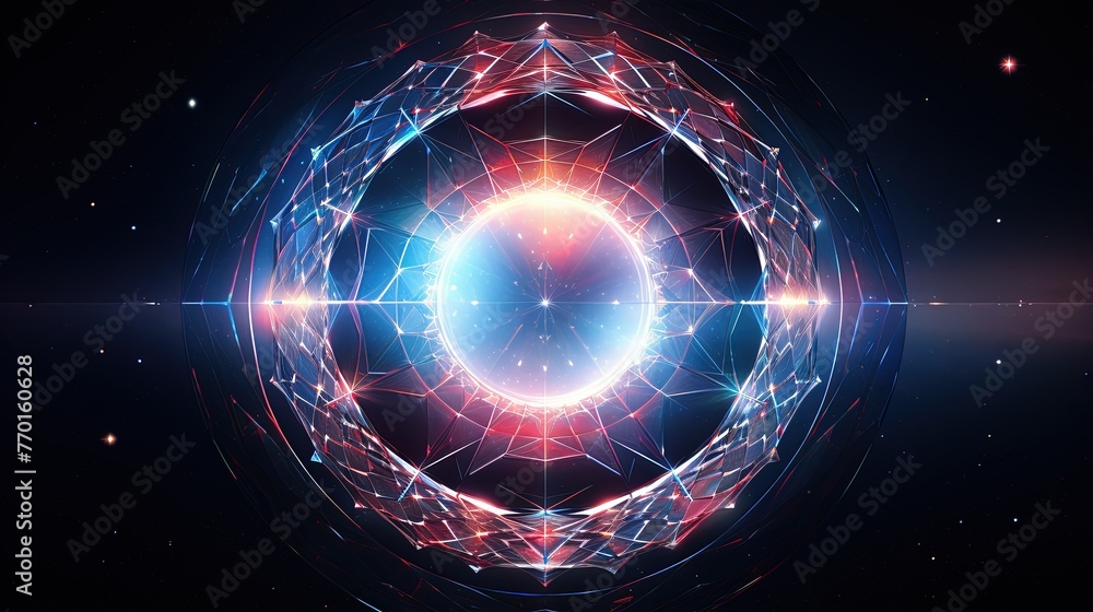 Fototapeta premium harmonious blend of diamond and circular figures with a holographic effect