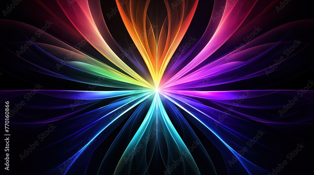 intersecting arcs creating a radial symmetrical design with vibrant colors and light effects