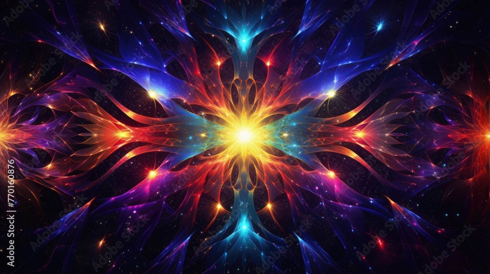 interlocking stars in a cosmic pattern