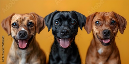 Comparing Expressions: Dogs and Humans in a Row. Concept Dog Expressions, Human Expressions, Comparing Emotions, Row Photography, Pet Portraits