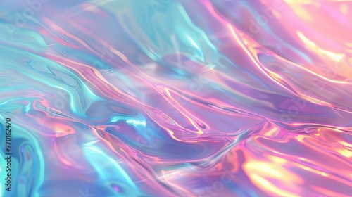 Holographic Unicorn Gradient. Trendy neon pink purple very peri blue teal colors soft blurred background - generative ai