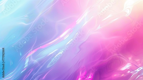 Holographic Unicorn Gradient. Trendy neon pink purple very peri blue teal colors soft blurred background - generative ai