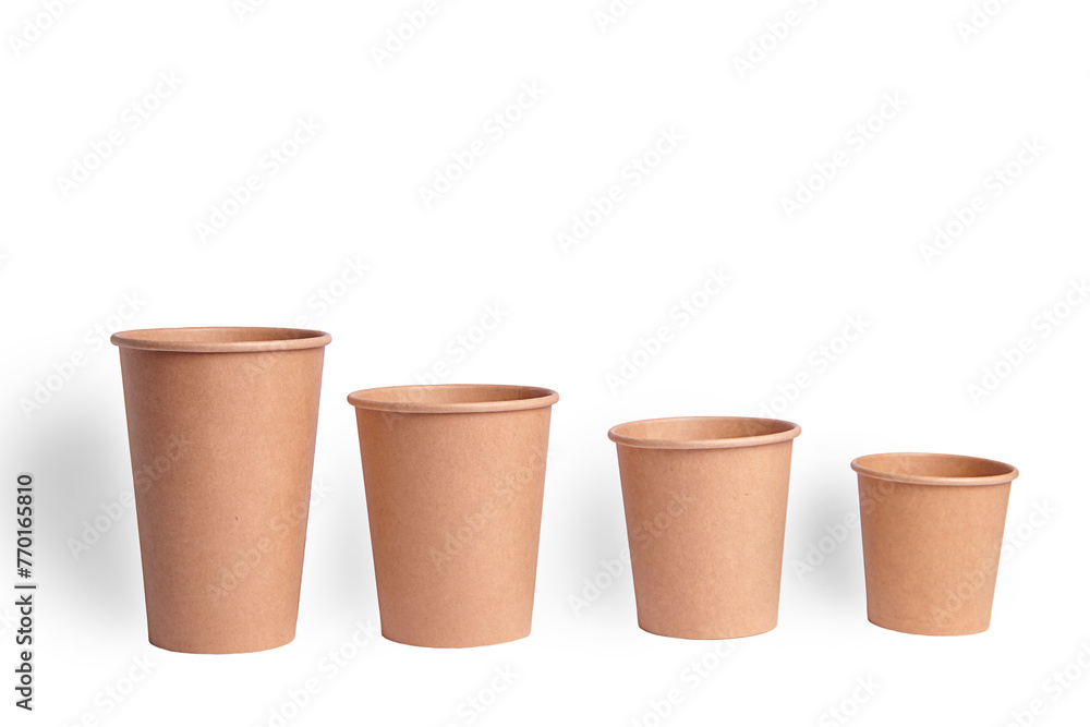 Group of brown paper glasses on isolated background Group of brown paper glasses on isolated background