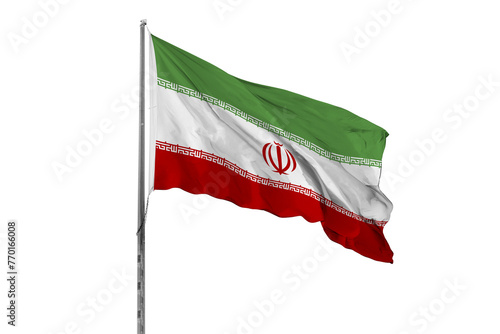 Waving Iran country flag, isolated, white background, national, nationality, close up