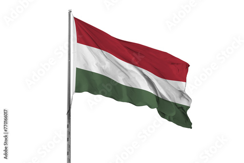 Waving Hungary country flag, isolated, white background, national, nationality, close up