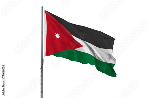 Waving Jordan country flag, isolated, white background, national, nationality, close up