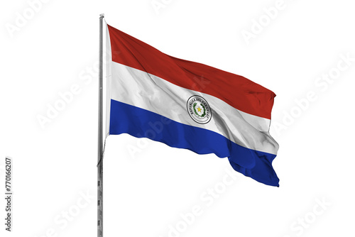 Waving Paraguay country flag, isolated, white background, national, nationality, close up