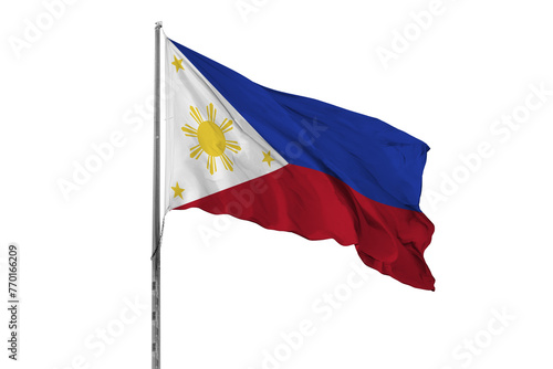 Waving Philippines country flag, isolated, white background, national, nationality, close up