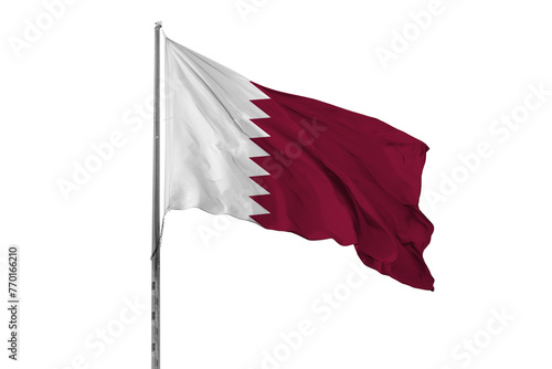 Waving Qatar country flag, isolated, white background, national, nationality, close up