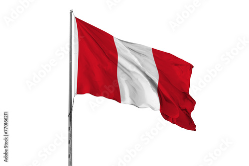 Waving Peru country flag, isolated, white background, national, nationality, close up