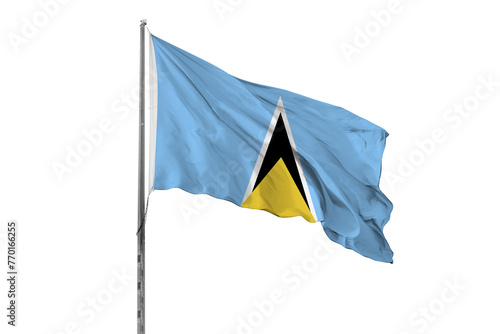 Waving Saint Lucia country flag, isolated, white background, national, nationality, close up