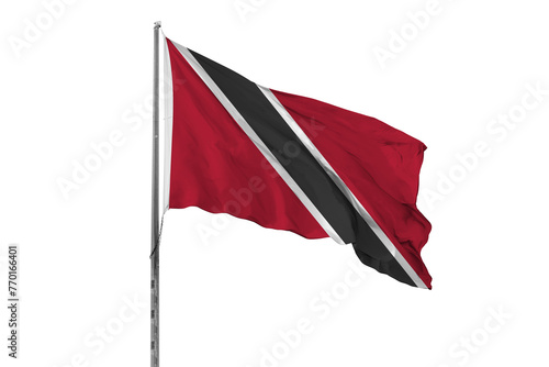 Waving Trinidad and Tobago country flag, isolated, white background, national, nationality, close up