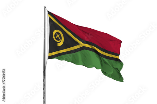 Waving Vanuatu country flag isolated white background national nationality close up