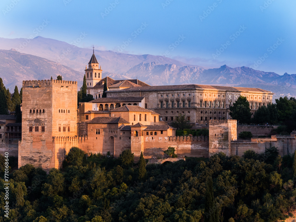 the alhambra palace charles v tower of comares - obrazy, fototapety, plakaty 