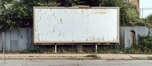A sizable blank display board used for outdoor advertisements.