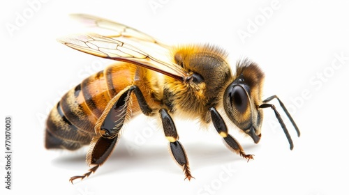 Bee isolated on white background. Close up of honeybee © chanidapa