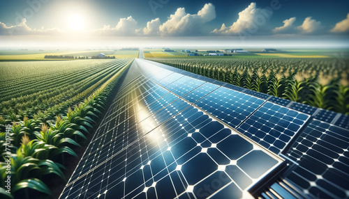 Harvesting Sunshine: Solar Energy Farm and Wind Turbines in Agricultural Fields