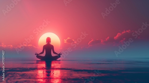 A social media graphic promoting a yoga app  with a calm  glowing gradient backdrop
