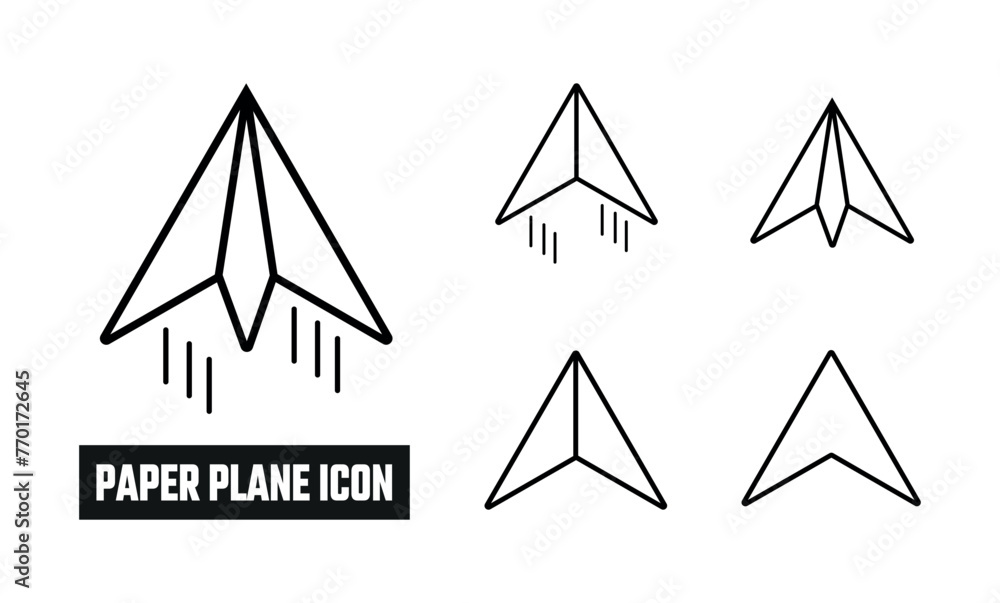Paper plane Lineal Icon Symbol Vector. Black Outline Paper plane Icon