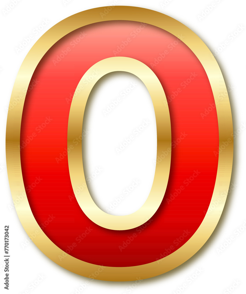 Red and Golden Alphabet number 0 Red and Golden Alphabet number 0