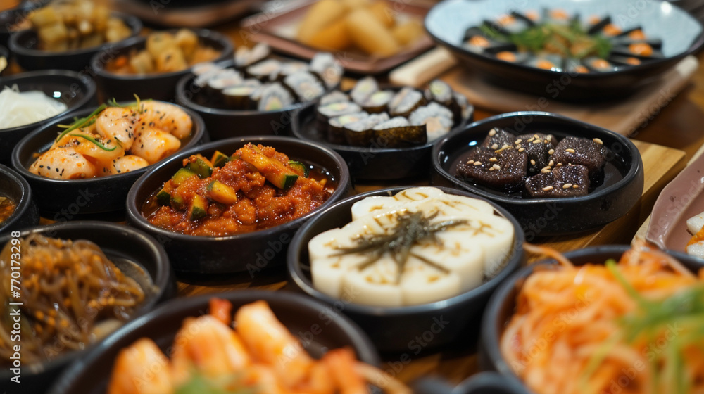 assorted namul, korean food, banner. Generative Ai assorted namul, korean food, banner. Generative Ai