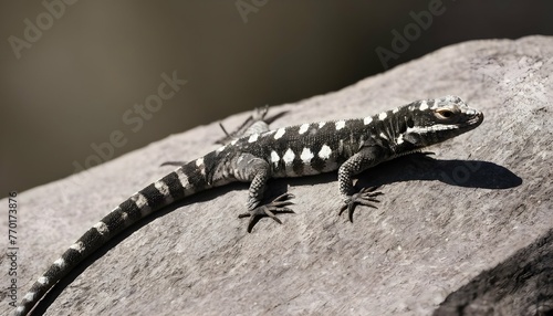 A Lizard With A Striking Contrast Of Dark And Ligh