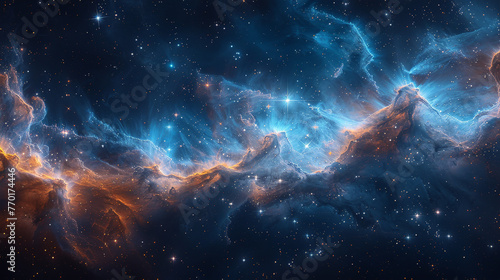 Cosmic Nebula Pattern in Deep Space Blue