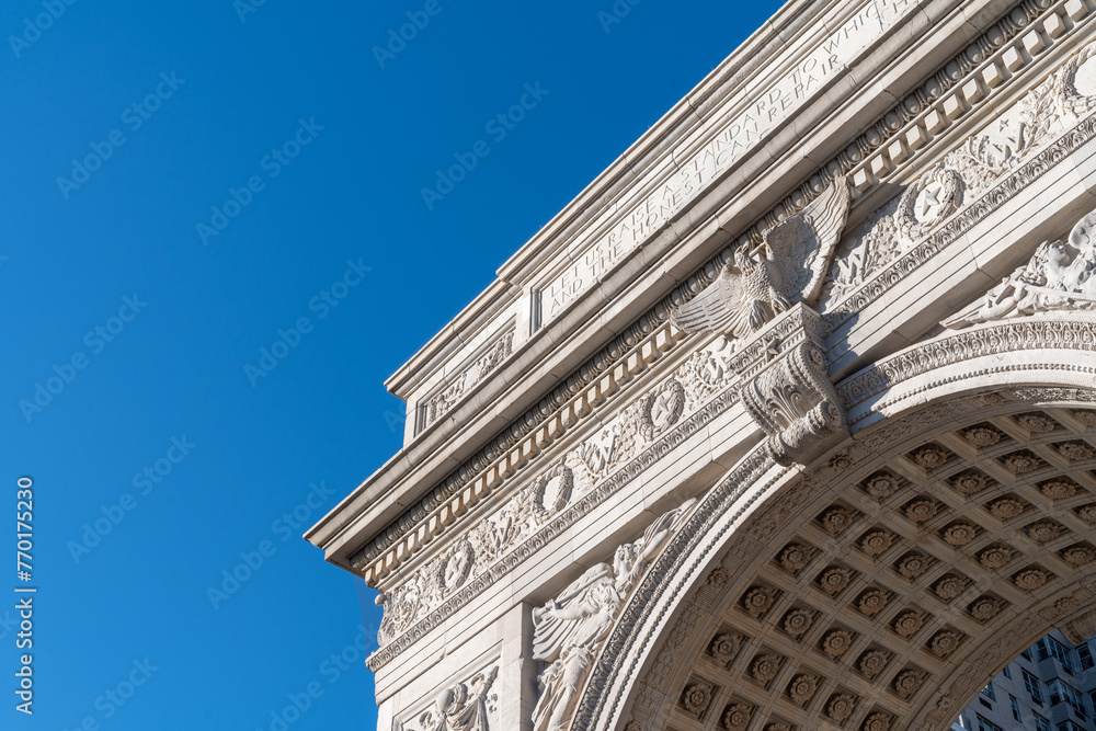Washington Square Arch against blue sky