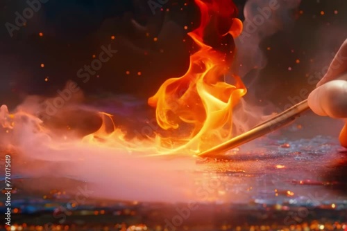 The moment a match is struck, capturing the spark and the initial flame in exquisite detail