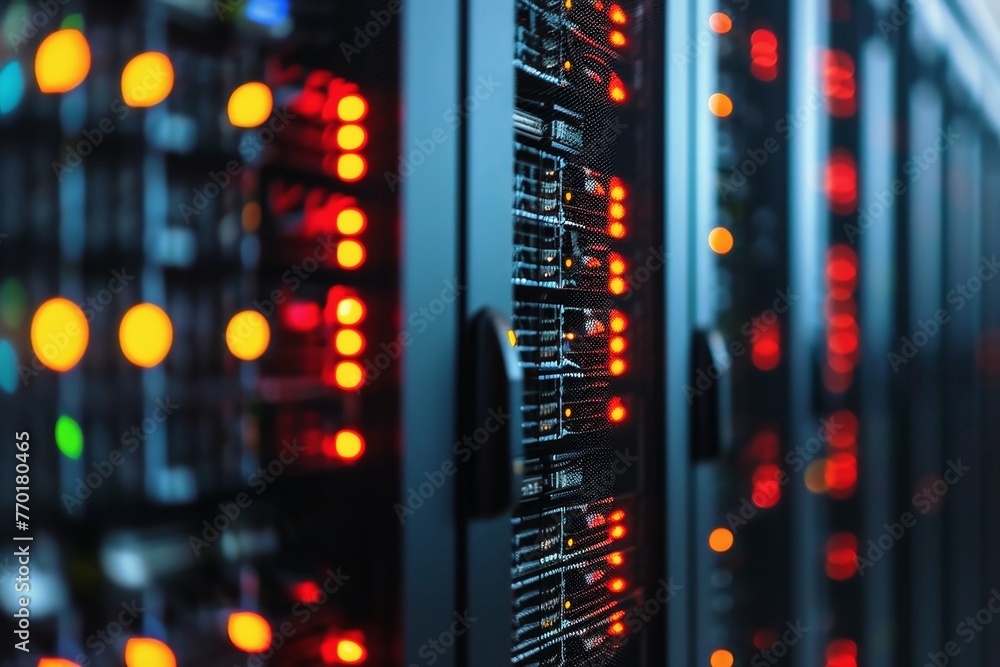 Close up of a big data computer hardware. Close up of a big data computer hardware.