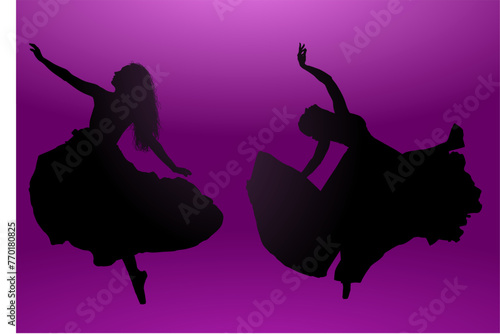 mujeres, ilustracion, vector, silueta, modelos, fashion, modelos, moda, pose, danza, baile, entrenamiento