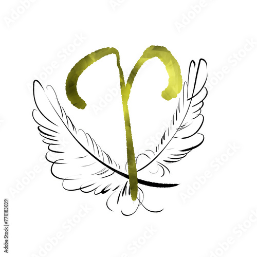 羽根と牡羊座のシンボルイラスト