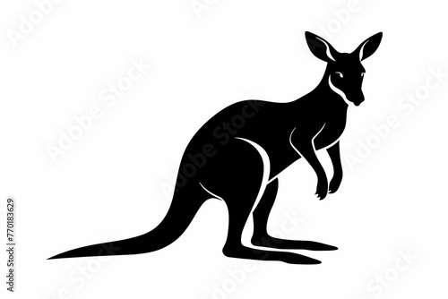 kangaroo-black-silhouette-vector-with-white-background. © mk graphics