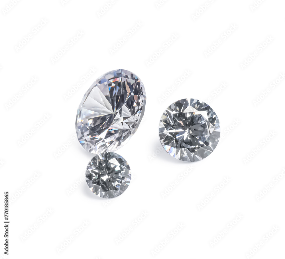 Different beautiful shiny diamonds isolated on white Different beautiful shiny diamonds isolated on white