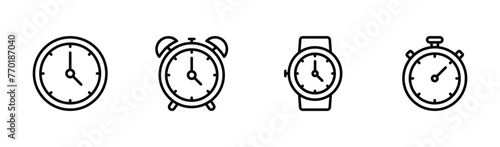 Time and clock icon set vector photo