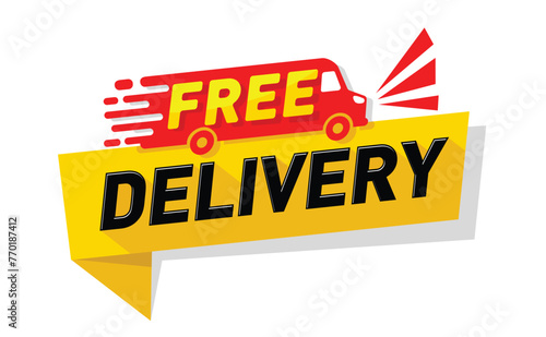 Free delivery service label. Free shipping order icon. Vector on transparent background