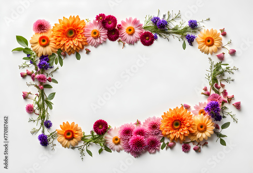 Elegant border frame of wreaths and flowers