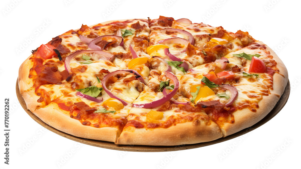 Mouthwatering Supreme Pizza isolated on white background Mouthwatering Supreme Pizza isolated on white background