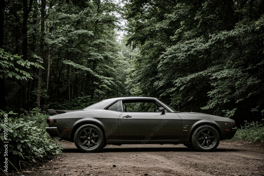 In the dusky embrace of a pine forest, a gleaming classic car stands out like a jewel. Its polished surface reflects the fading light, casting a warm glow amidst the shadows. Surrounded by towering t
In the dusky embrace of a pine forest, a gleaming classic car stands out like a jewel. Its polished surface reflects the fading light, casting a warm glow amidst the shadows. Surrounded by towering t