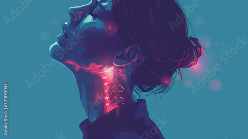 Illustration of a woman neck in discomfort